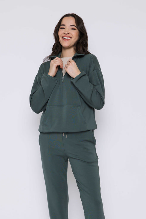 Everly-Luxe Fleece 1/2 Zip Mock neck